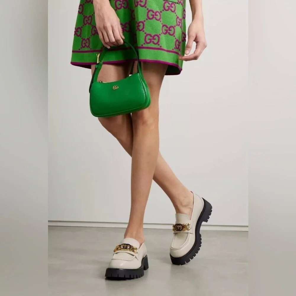 Gucci Jeanne GG Logo Chain Cordovan Lux Moc Toe Platform Loafers Size EU 40 - Picture 9 of 13